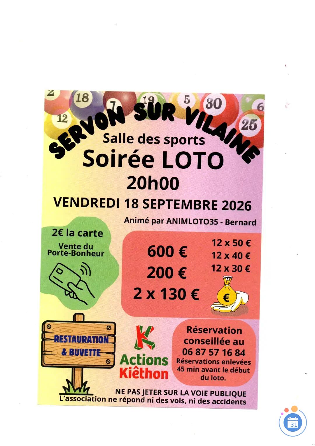 Image Soirée loto Animé par Bernard ANIMLOTO35 (photo 1)