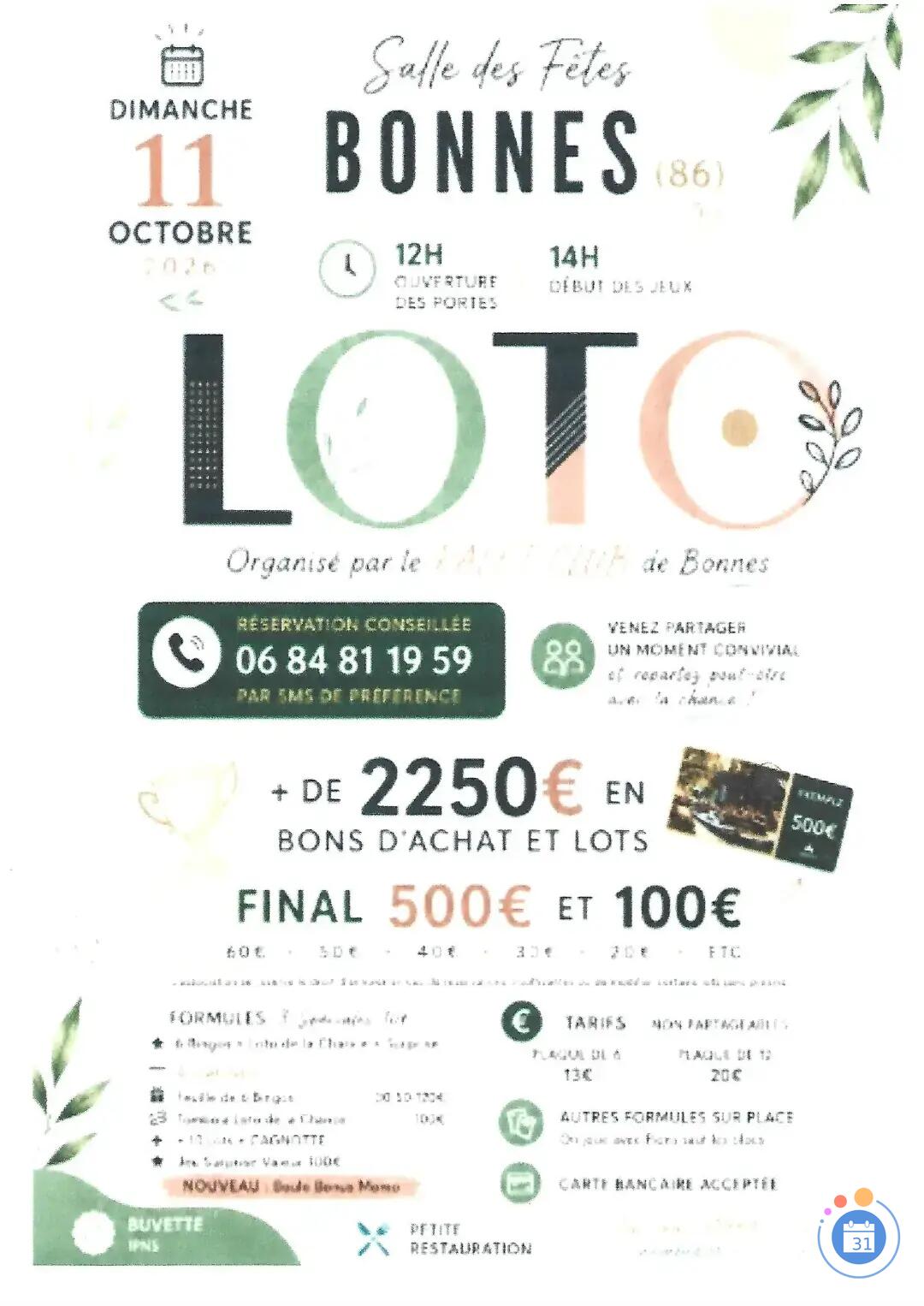 Image Loto du Palet Club de Bonnes (2250e BA) animé par Monique (photo 1)