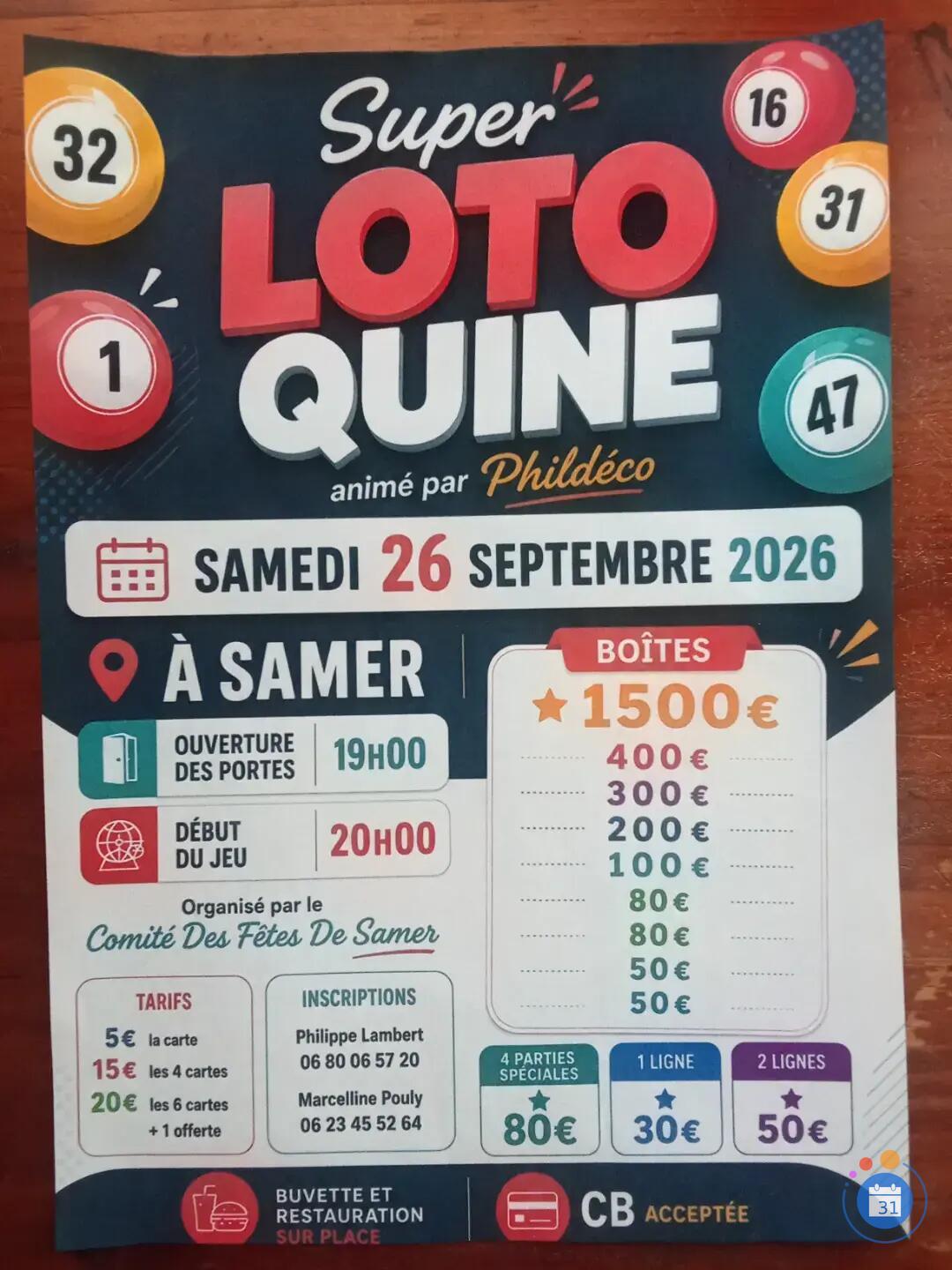 Image Super loto du comité des fêtes de la ville de Samer (photo 1)