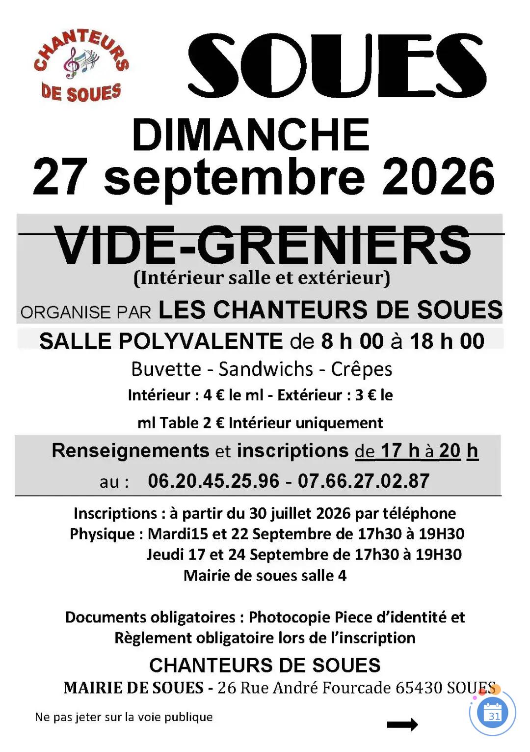 Image vide greniers des Chanteurs de Soues (photo 1)
