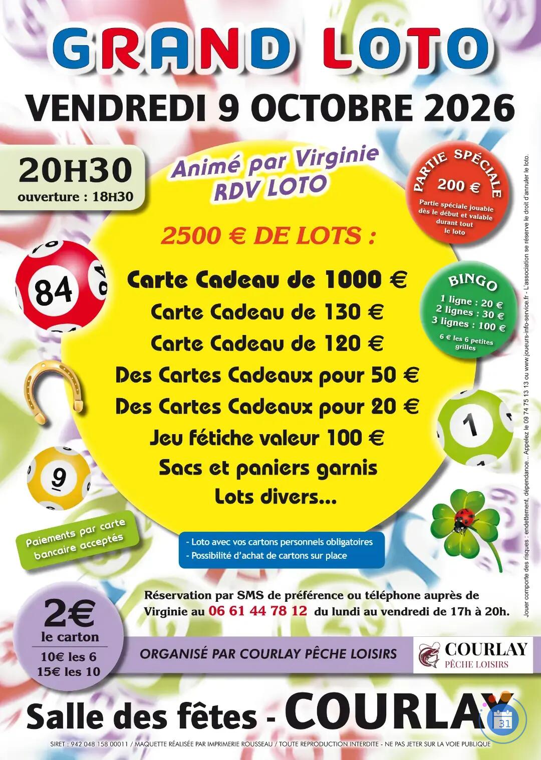 Image GRAND LOTO AMINE PAR VIRGINIE RDV LOTO A COURLAY (photo 1)