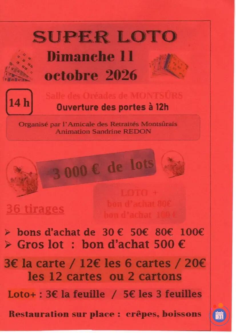 Image super loto de l'amicale des retraités montsurais animé par sandrine (photo 1)