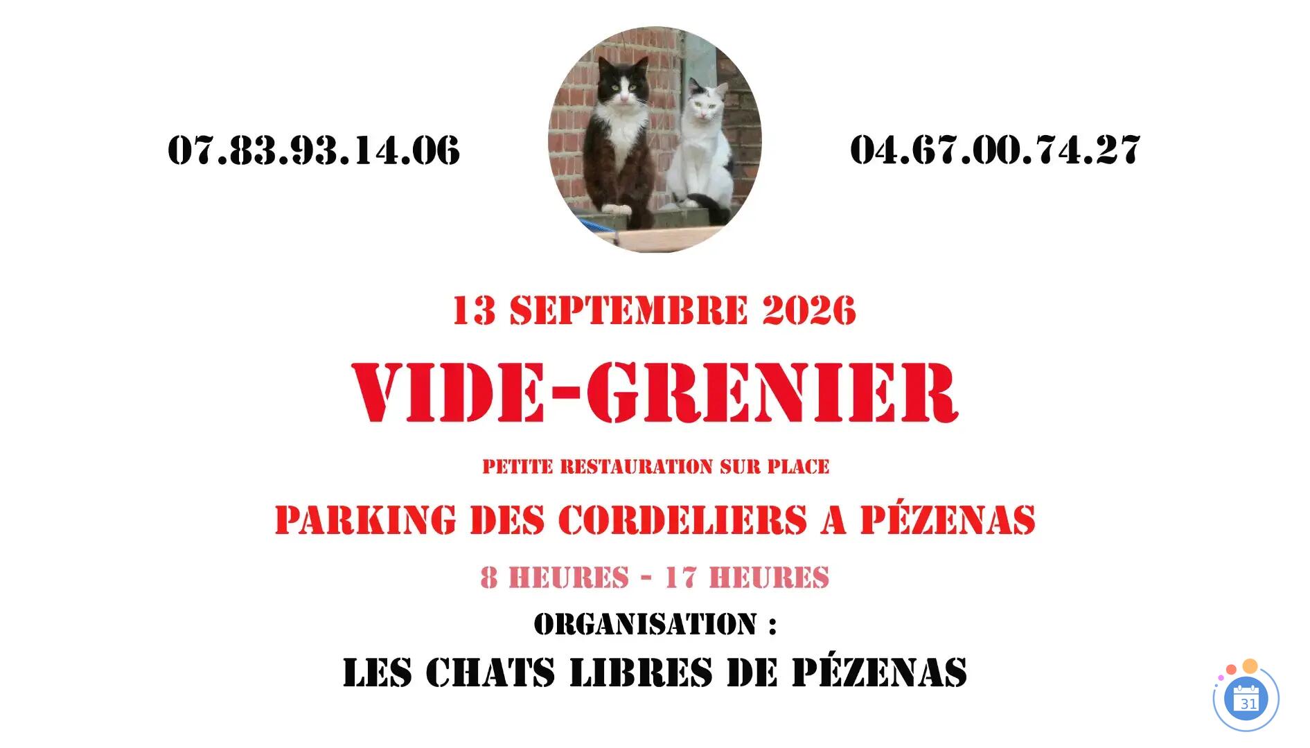 Image Vide-grenier au profit des Chats libres de Pézenas (photo 1)