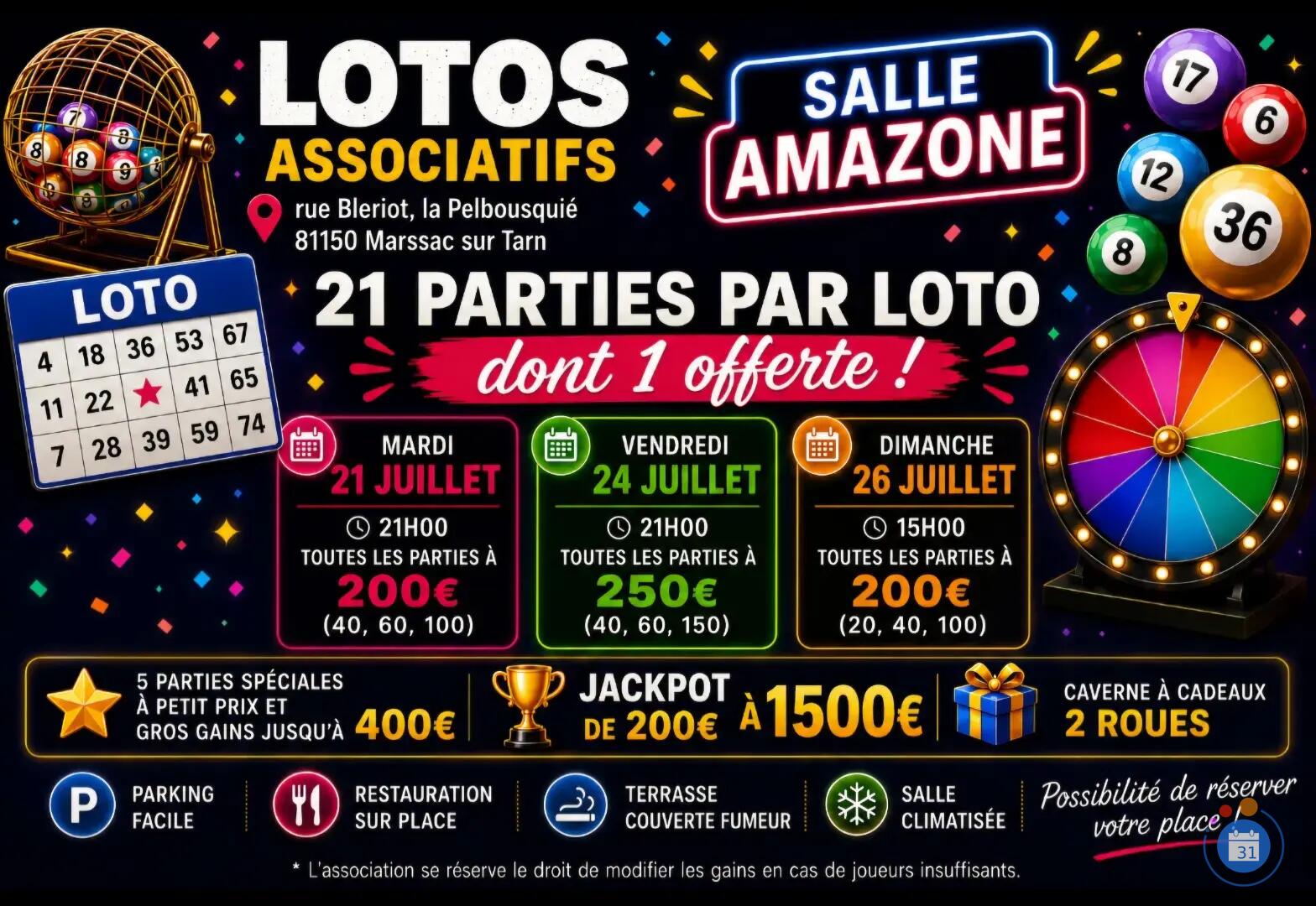 Image Super méga loto salle l Amazone 21 parties (photo 1)