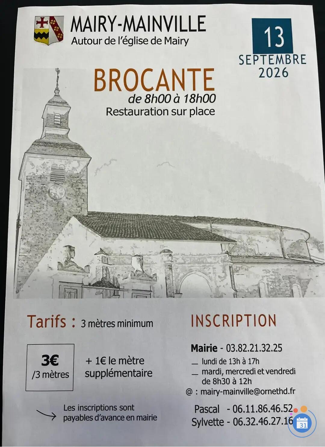 Image Brocante et débalage à Mairy Mainville (EGLISE) (photo 1)