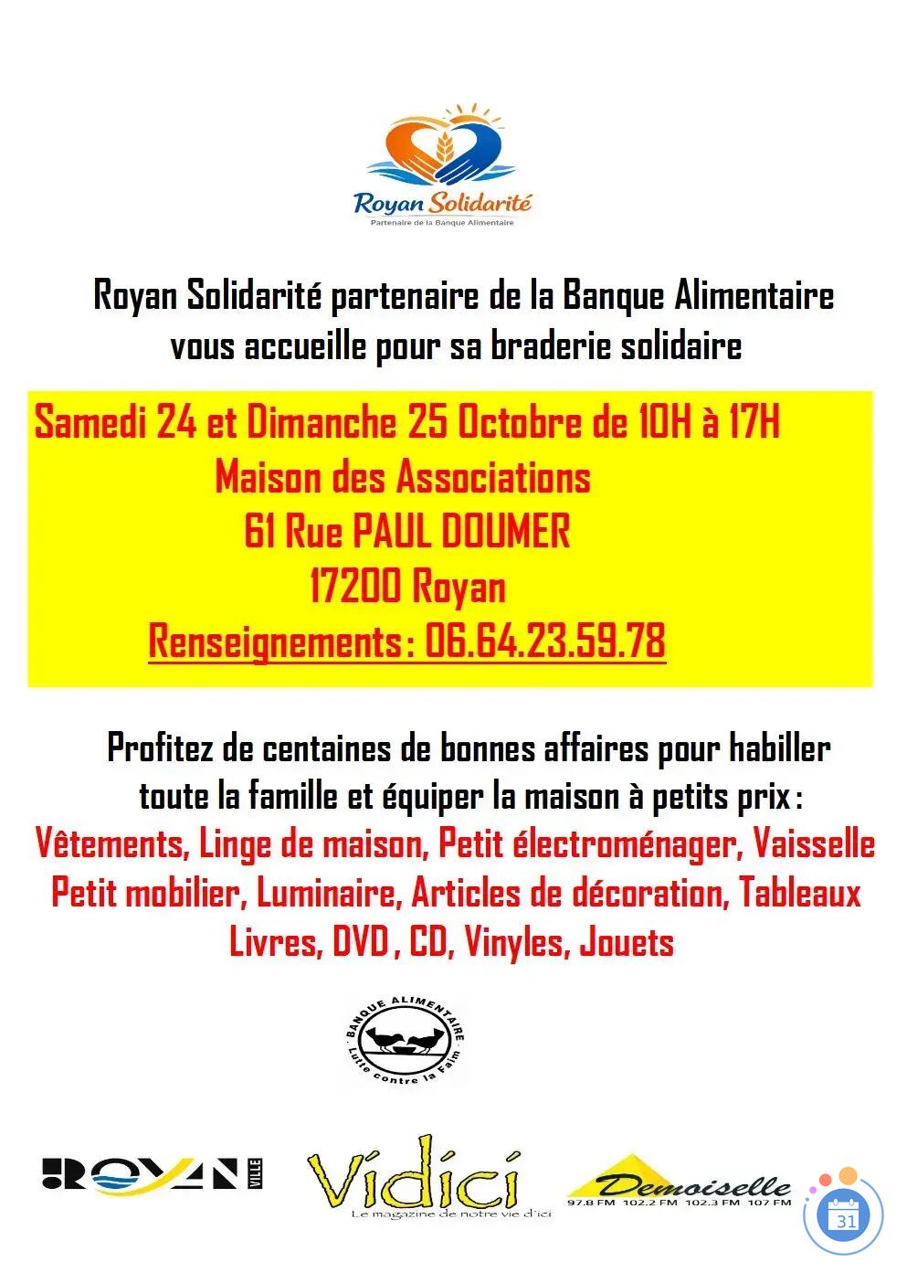Image braderie solidaire Royan Solidarité BANQUE ALIMENTAIRE (photo 1)