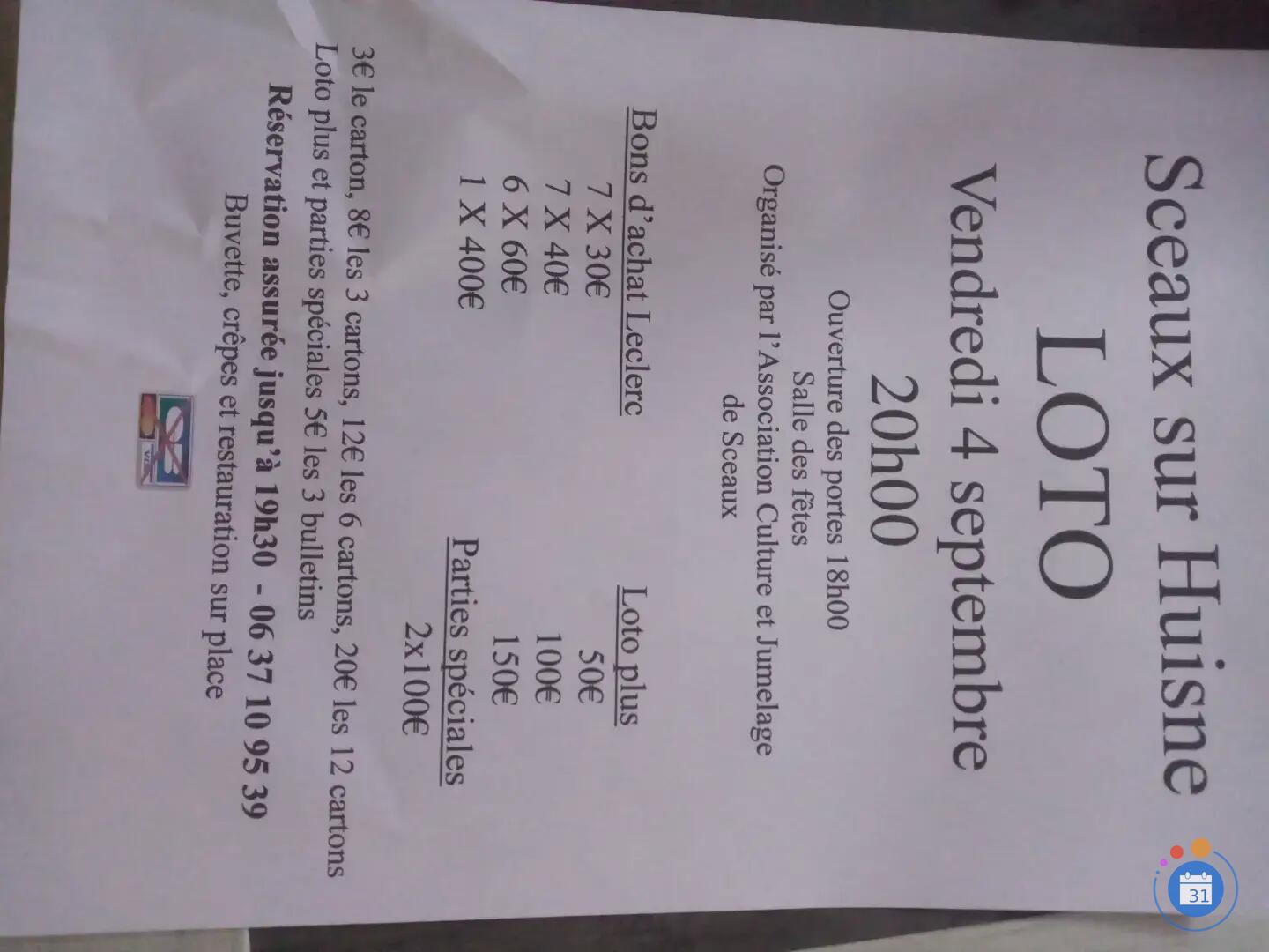 Image Loto de l association culture et jeux de Sceaux sur Huisne (photo 1)
