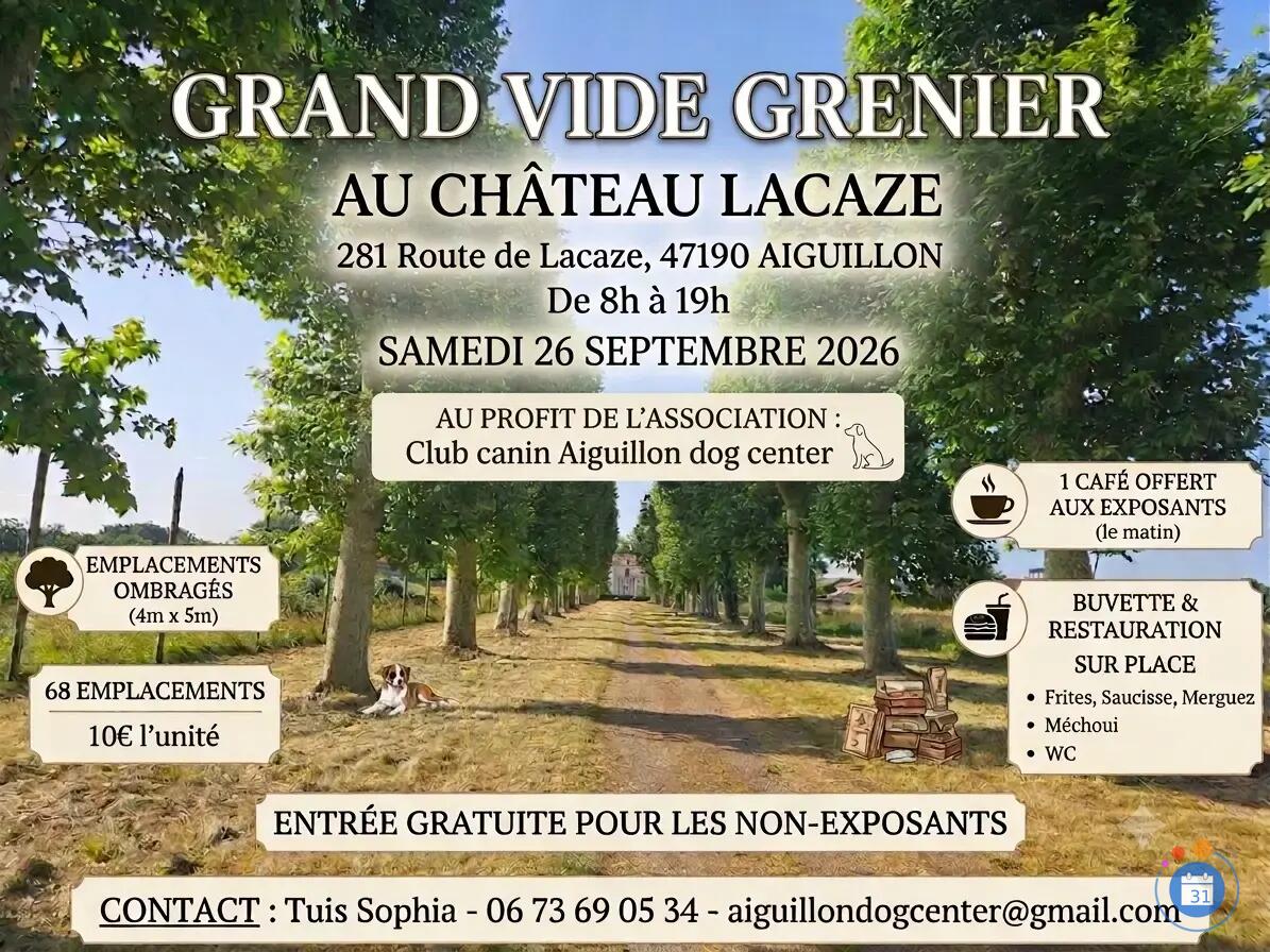 Image Vide grenier au profit de l'association aiguillon dog center (photo 1)