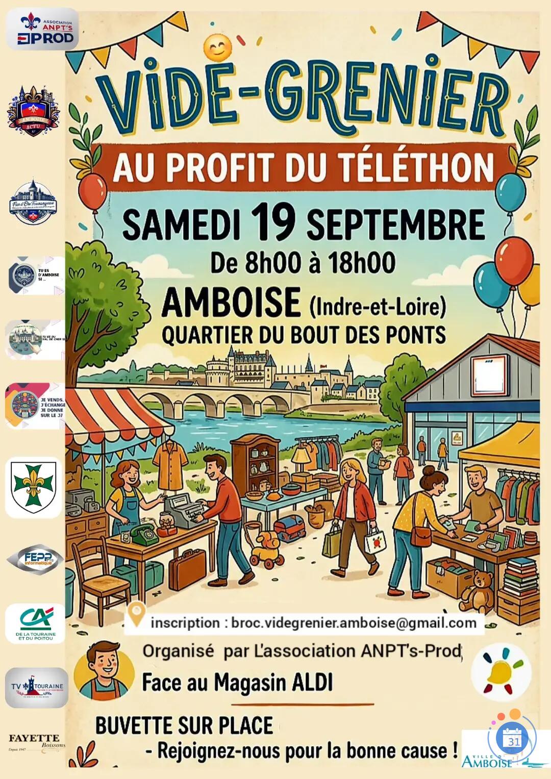 Image Vide grenier en faveur de l'AFM Téléthon organisé par l'association Anpt's-Prod (photo 1)