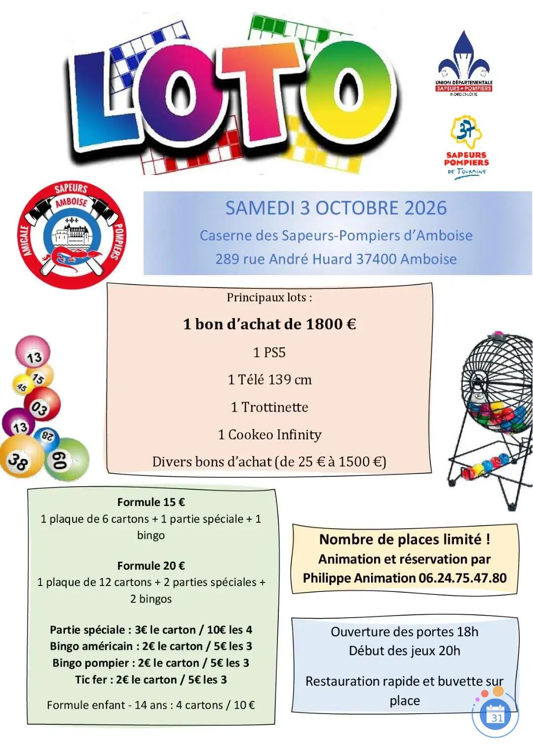 Image SUPER LOTO POMPIER AMBOISE ANIME PAR PHILIPPE ANIMATION (photo 1)