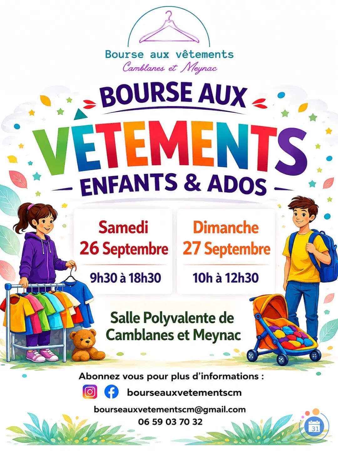 Image Bourse aux vêtements enfants et ados, puériculture, naissance à taille S (photo 1)