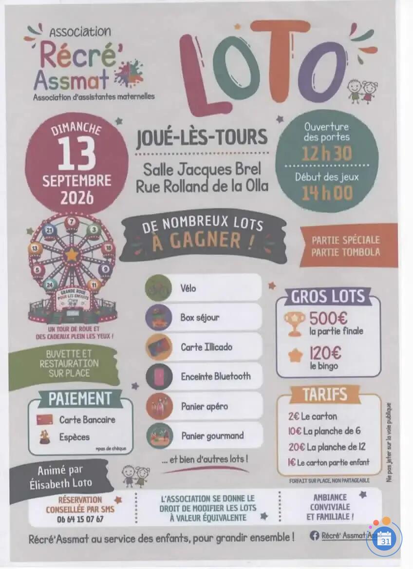 Image LOTO Récré'Assmat de Joué-lès-Tours animé par Elisabeth Loto (photo 1)
