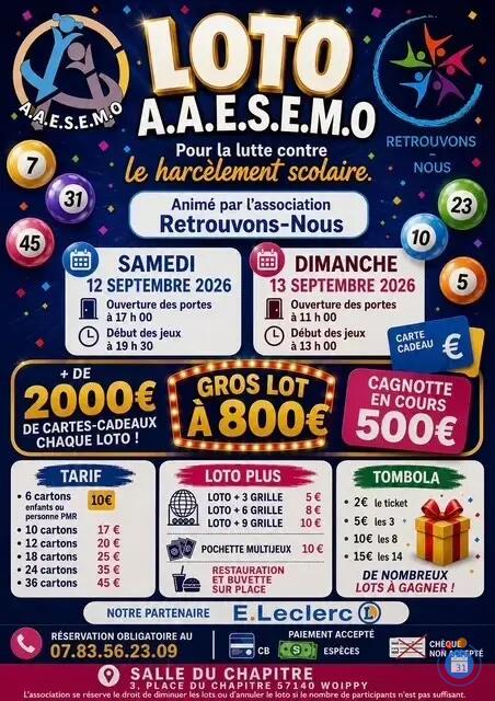 Image LOTO A.A.E.S.E.M.O CONTRE HARCELEMENT SCOLAIRE (photo 1)