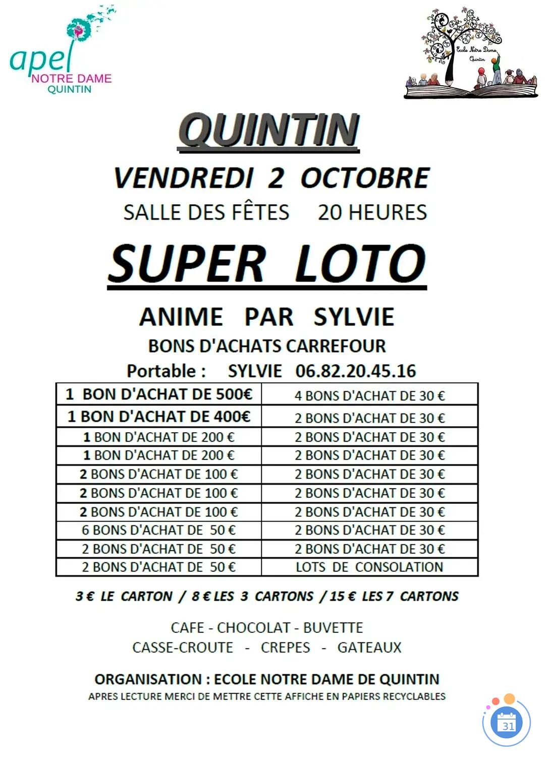 Image Super Loto à Quintin, animé par Sylvie (photo 1)