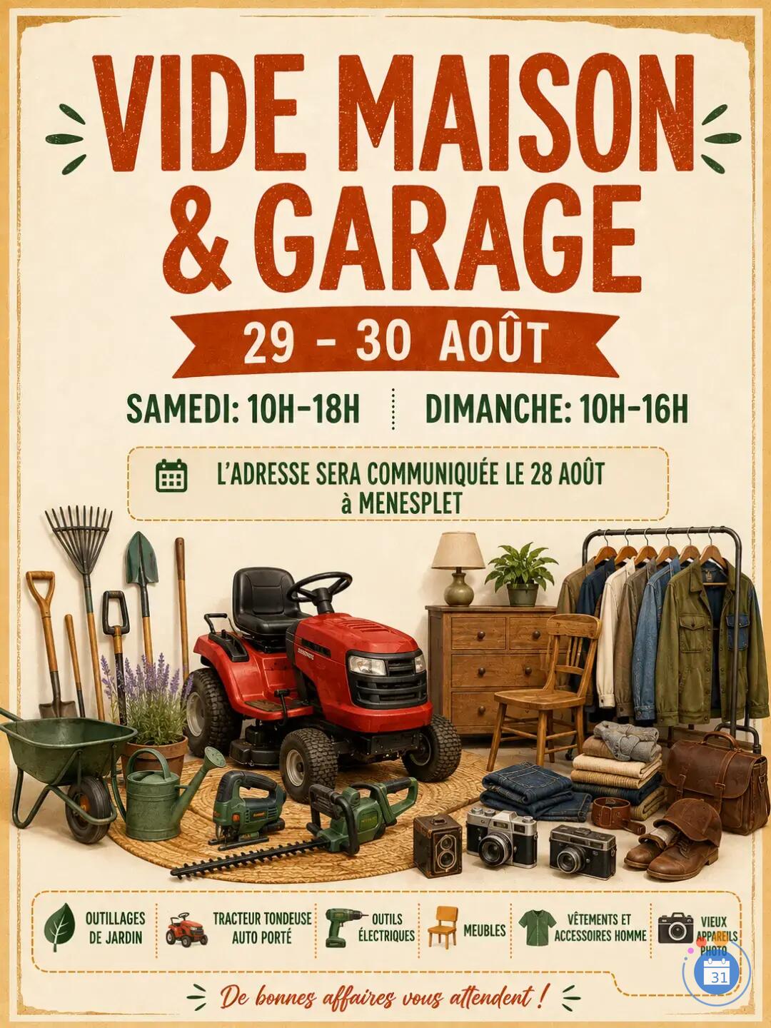 Image Grand vide maison les 29 et 30 août à MENESPLET (24) (photo 1)