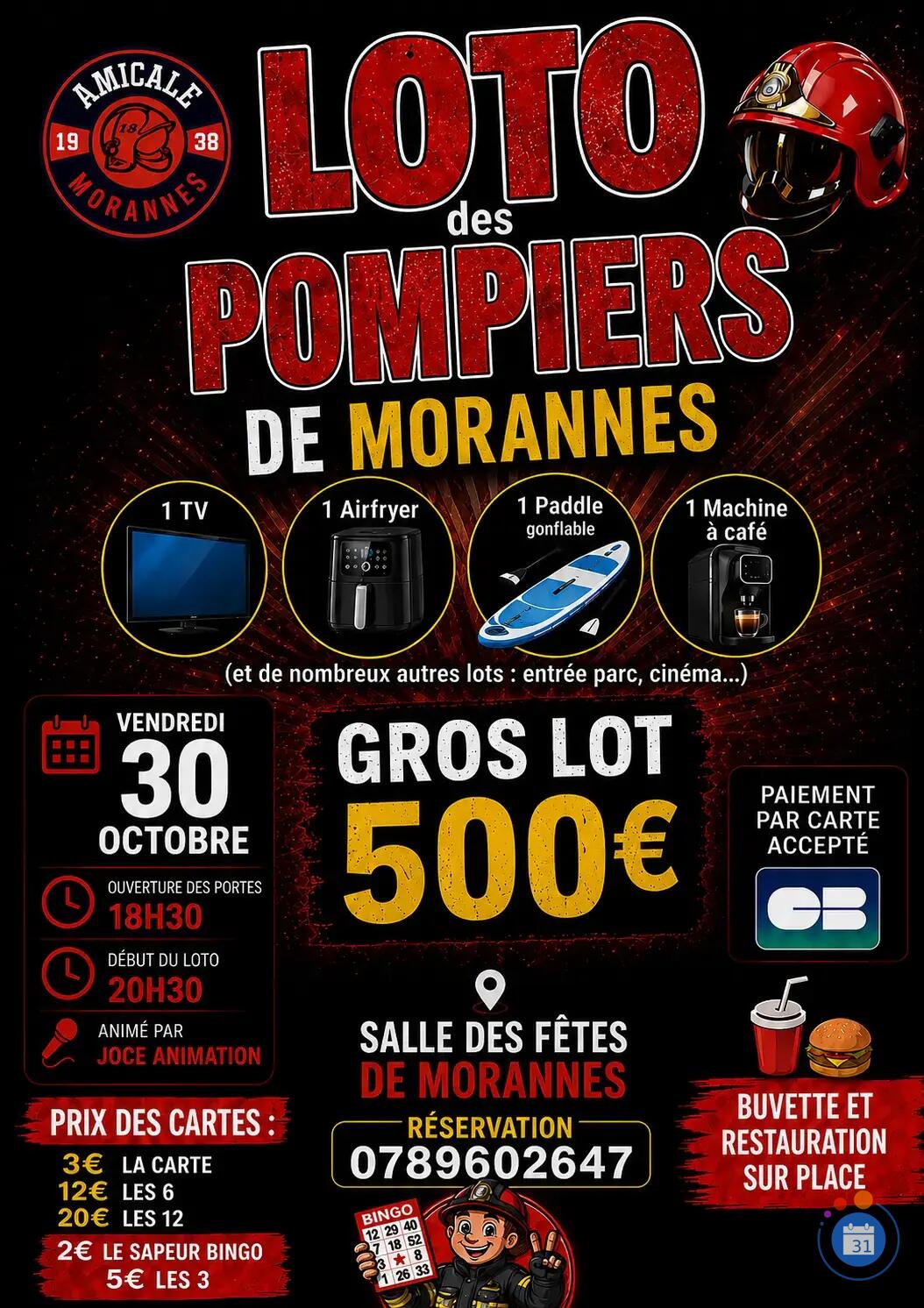 Image LOTO AMICALE DES POMPIERS DE MORANNES (photo 1)
