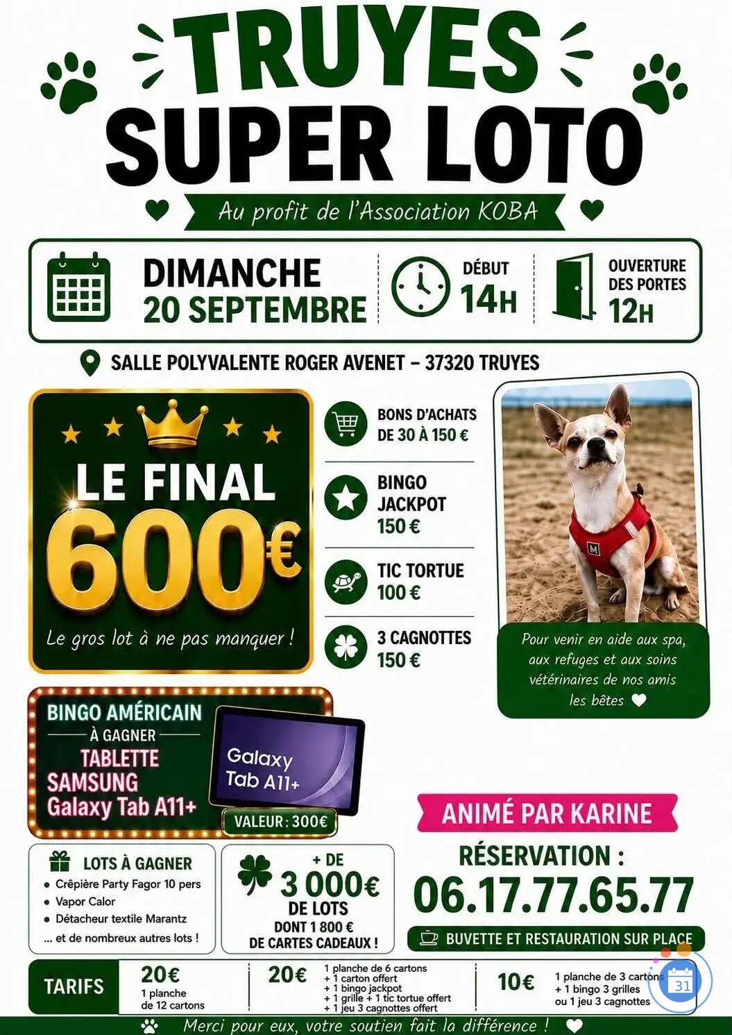 Image LOTO ASSOCIATION KOBA ANIMÉ PAR KARINE (photo 1)