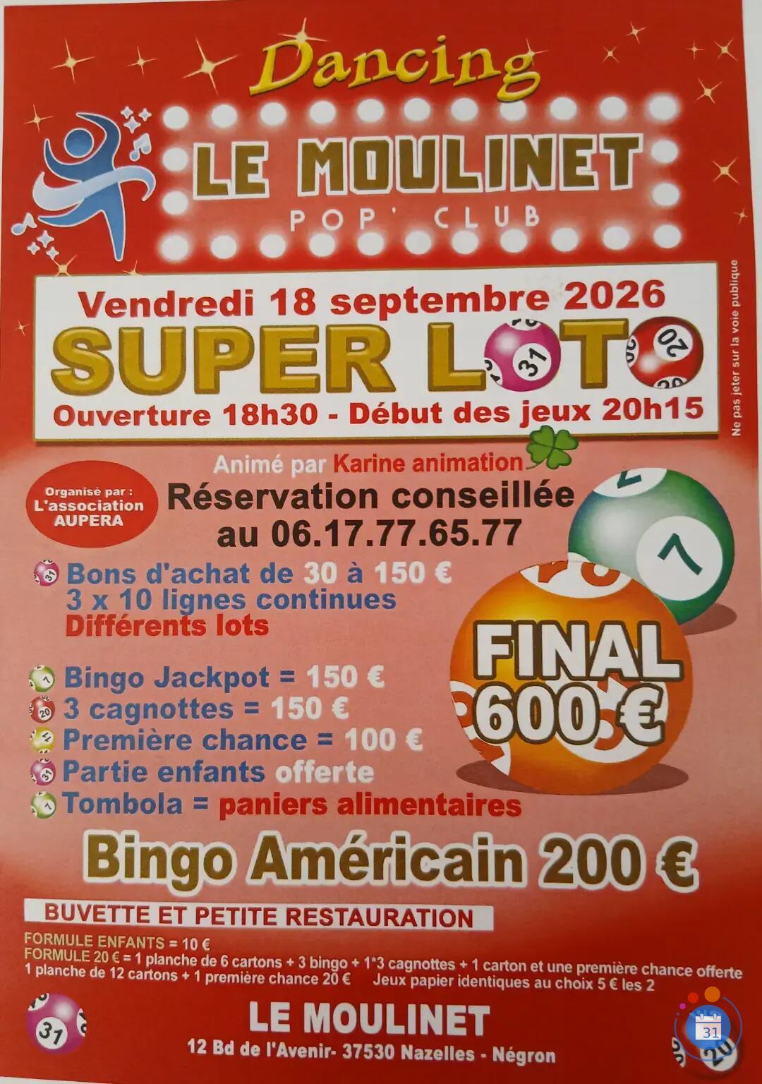 Image LOTO ASSOCIATION AUPERA ANIMÉ PAR KARINE (photo 1)