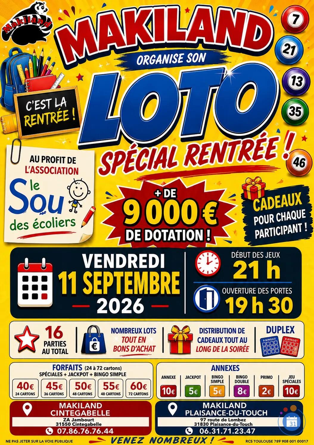 Image SUPER LOTO DE LA RENTRÉE ! +9000€ À GAGNER (photo 1)