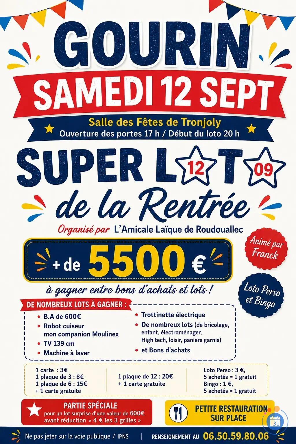 Image SUPER LOTO organisé par l'amicale laïque de Roudouallec (photo 1)