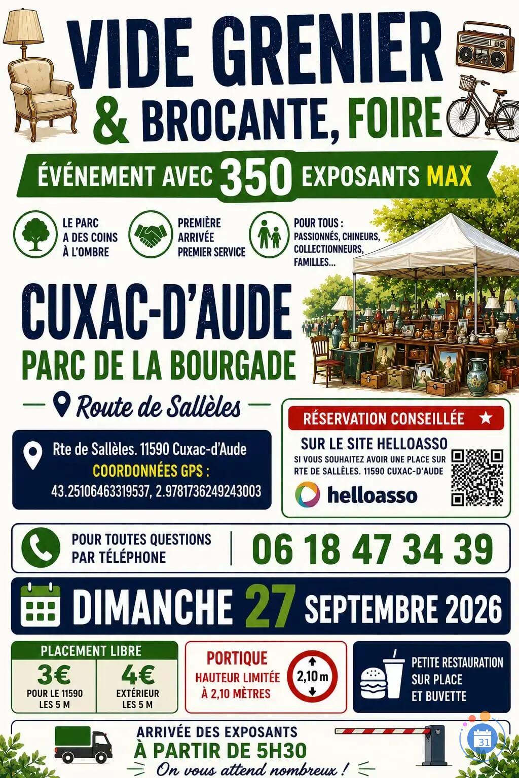 Image Vide grenier et brocante 27 Septembre 2026 (photo 1)