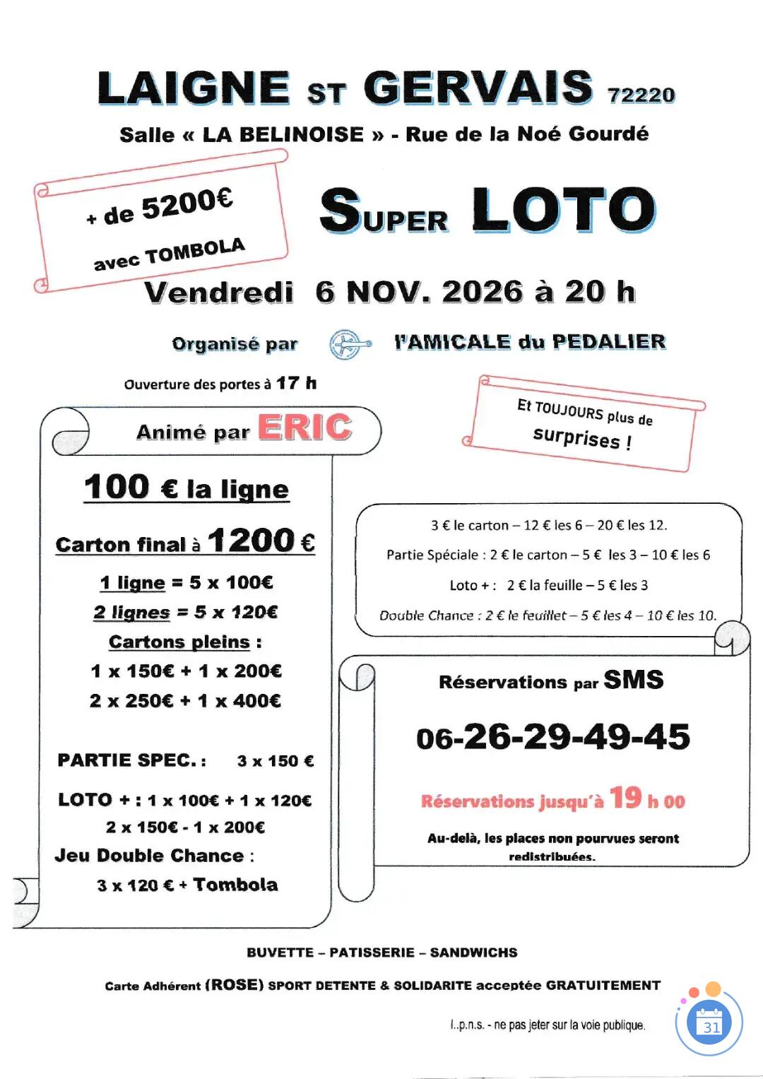 Image SUPER LOTO organisé par l'Amicale du Pédalier (photo 1)