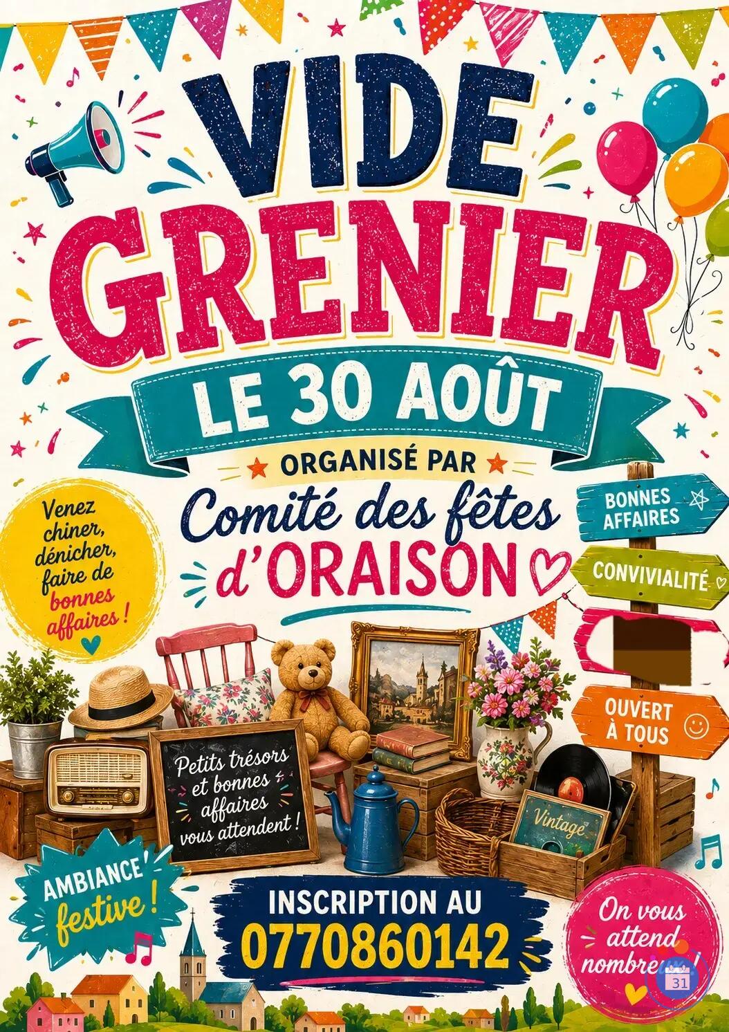 Image Vide grenier comité des fêtes d'oraison (photo 1)