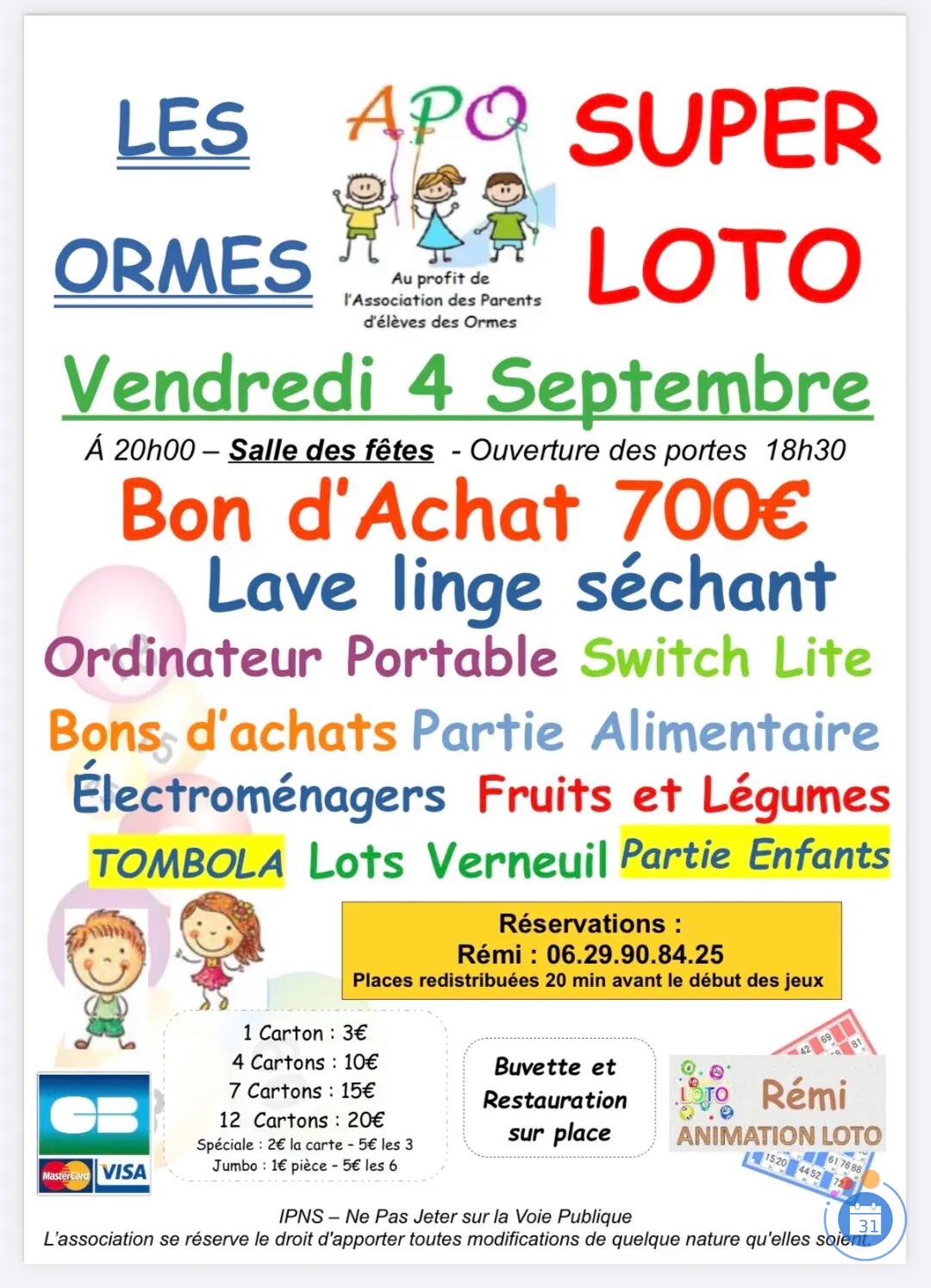 Image Super Loto de la rentrée de l’APO animé par Rémi (photo 1)