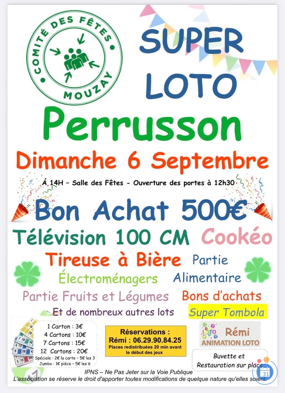 Image Super Loto du Comité des fêtes de Mouzay animé par Rémi (photo 1)