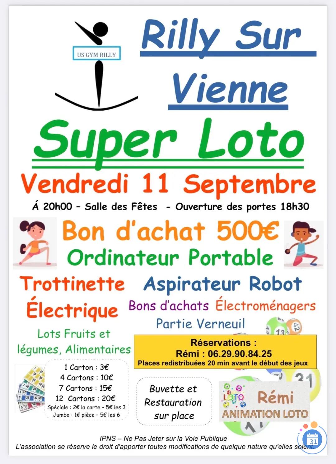 Image Super Loto de la Gym de Rilly sur Vienne animé par Rémi (photo 1)