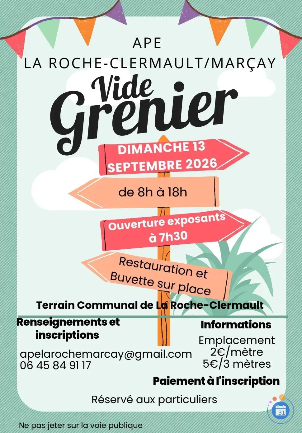 Image Vide grenier de l’APE La Roche Clermault et Marçay (photo 1)