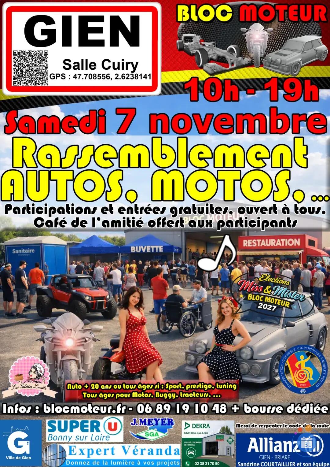Image Samedi 7 novembre, RASSEMBLEMENT (autos, motos, buggy, …) - Gien (photo 1)