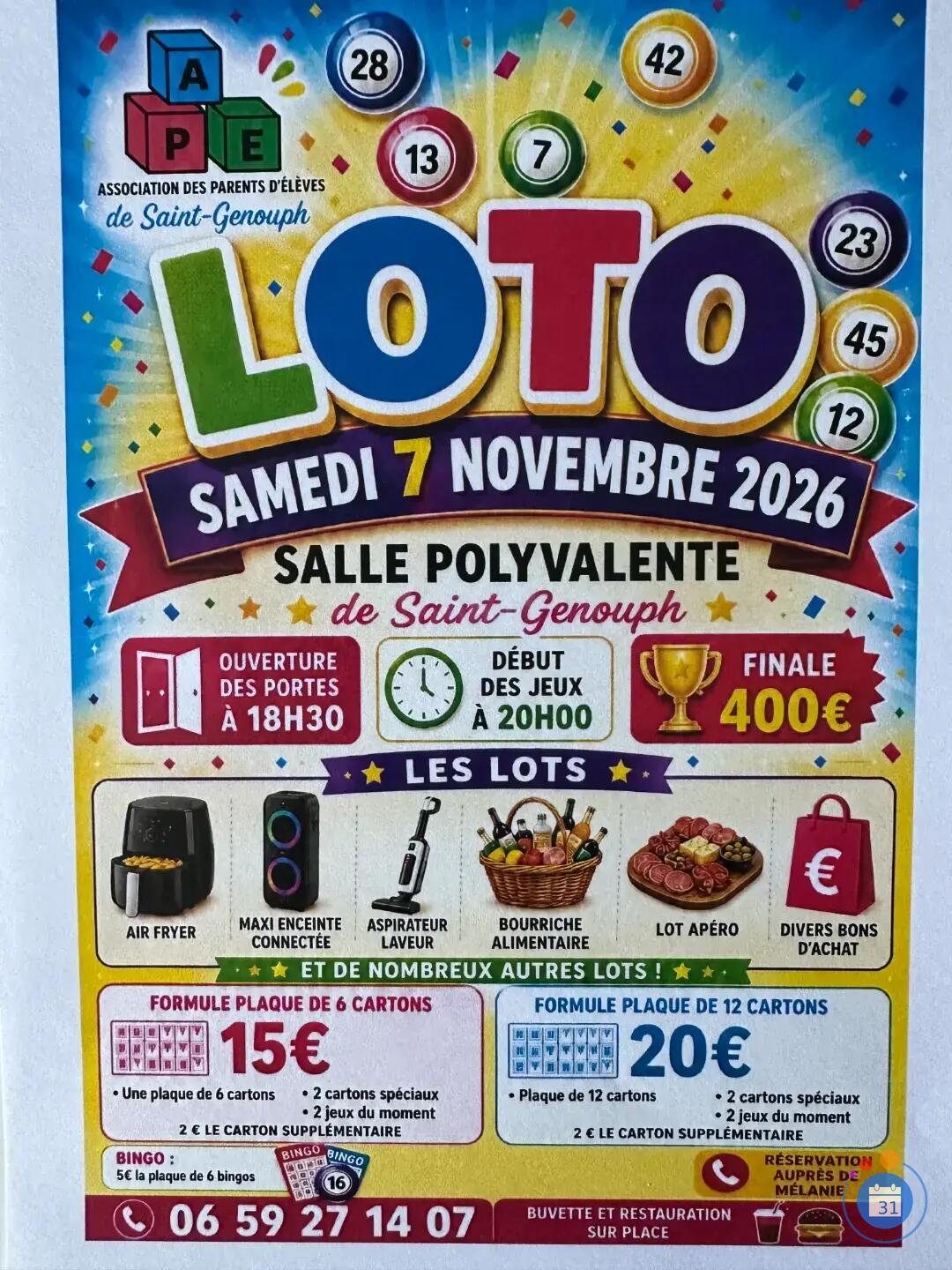 Flyer SUPER LOTO animé par Mélanie