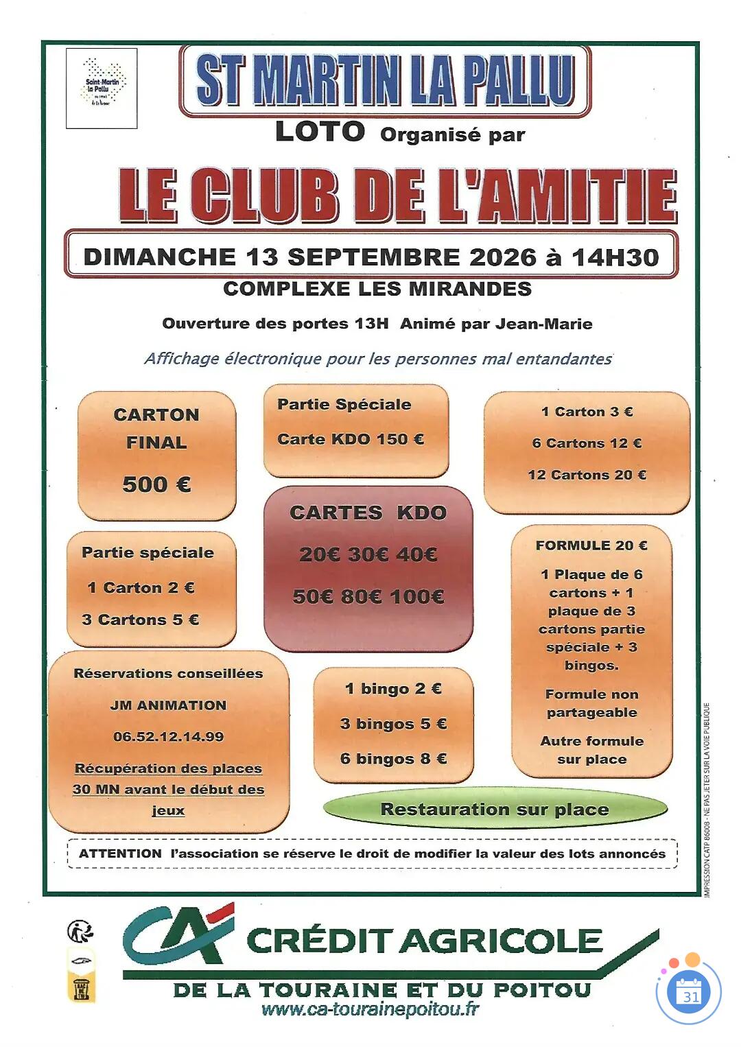 Image CLUB DE L'AMITIE DE VENDEUVRE animé par Jean-marie (photo 1)