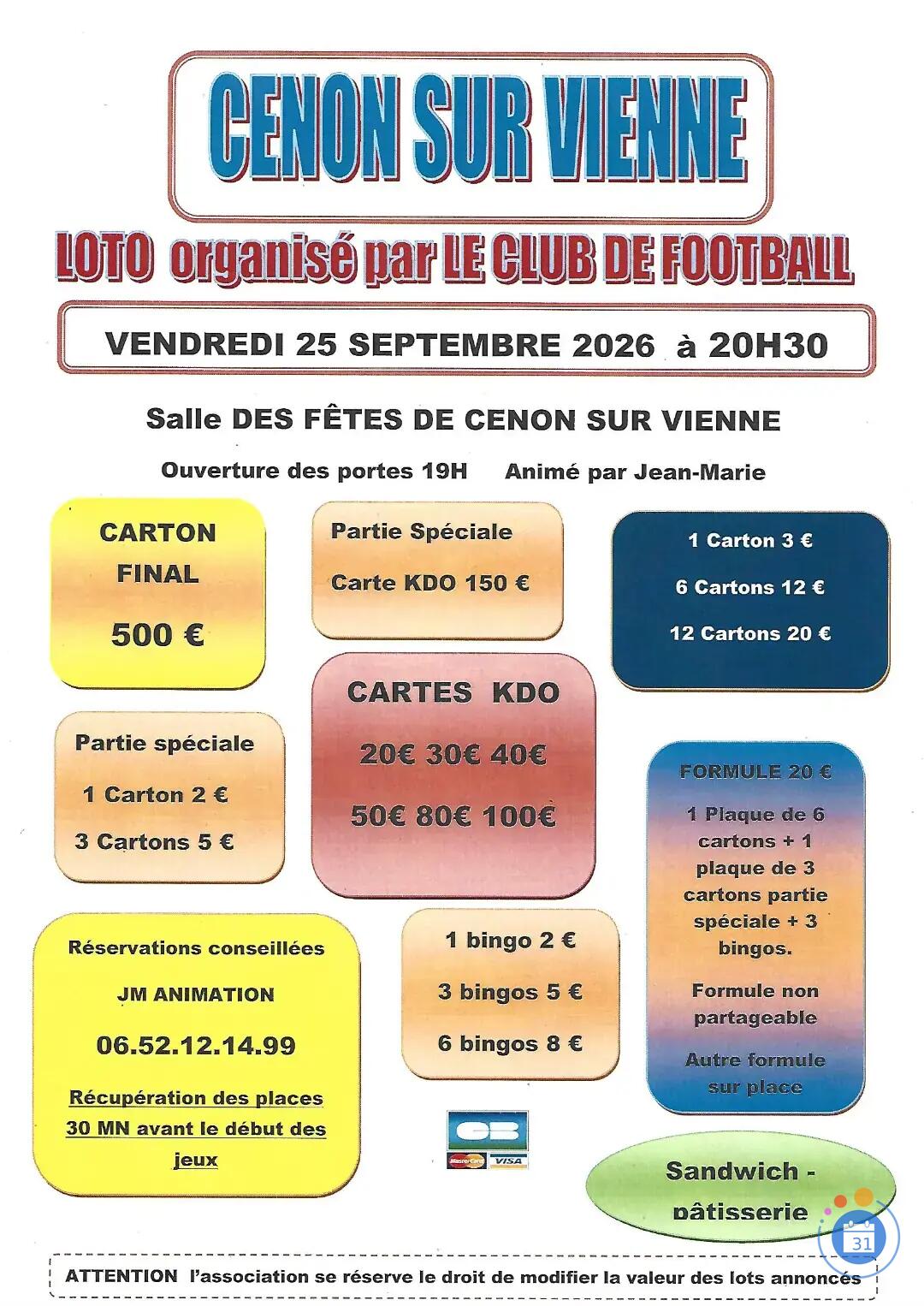 Image FOOTBALL DE CENON animé par Jean-marie (photo 1)