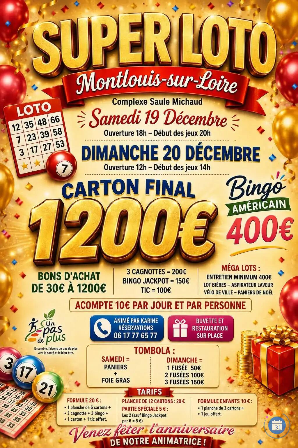 Image SUPER LOTO ASSOCIATION UN PAS DE PLUS. ANIMÉ PAR KARINE (photo 1)