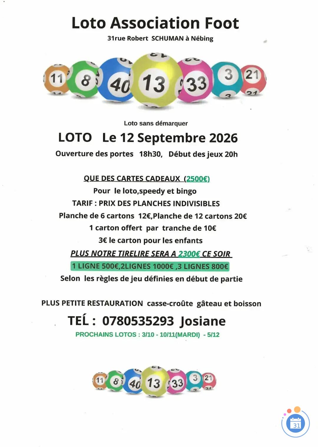 Image Loto Association Foot à Nébing 57 (photo 1)