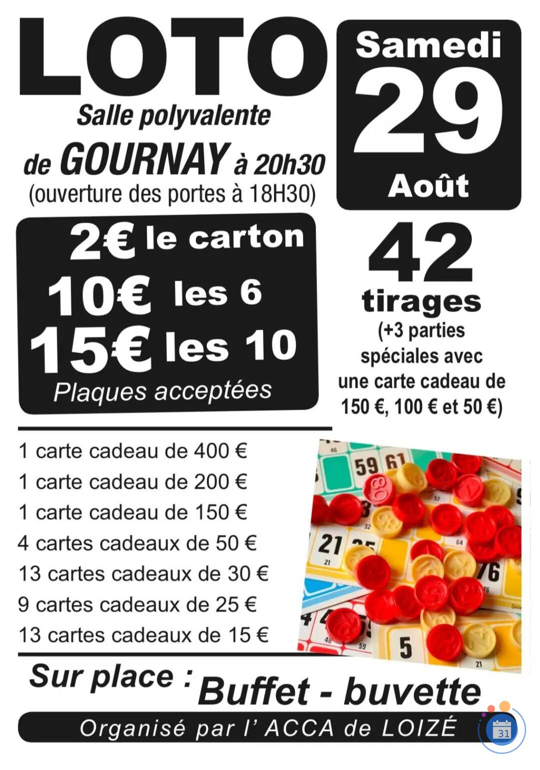 Image LOTO salle polyvalente de GOURNAY à 20h30 (ouverture des portes à 18h30) (photo 1)