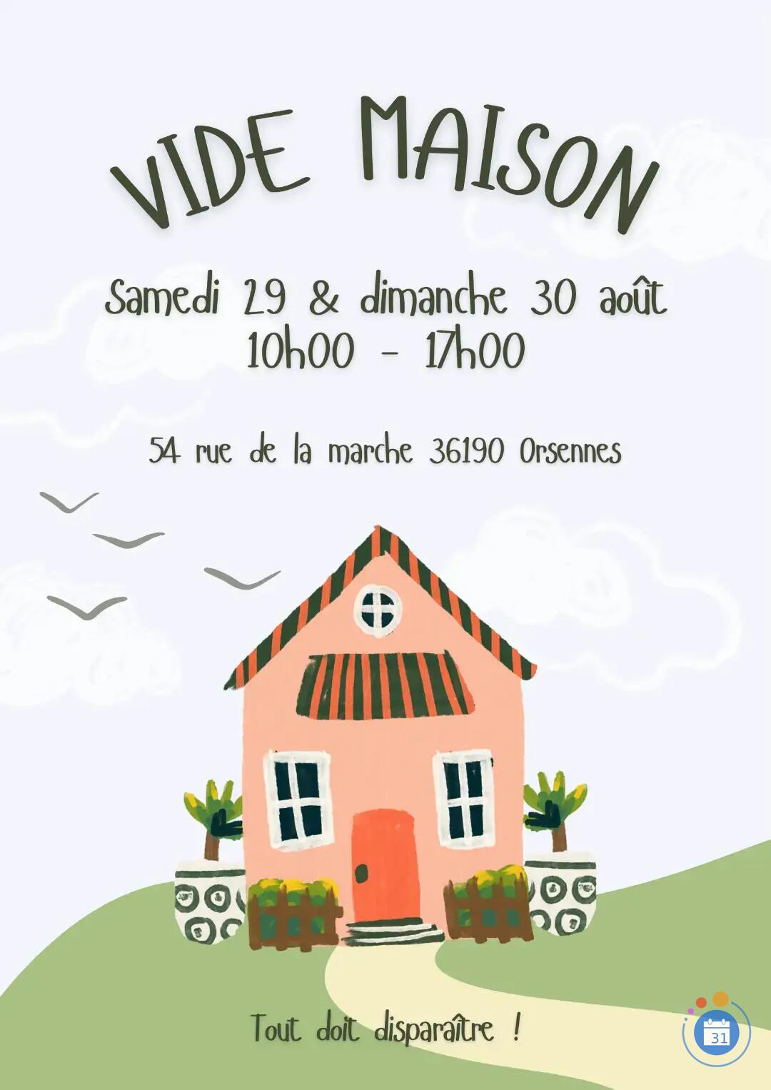 Image Vide Maison Orsennes (36190) 54 rue de la Marche 29 & 30 aout 2026 (photo 1)