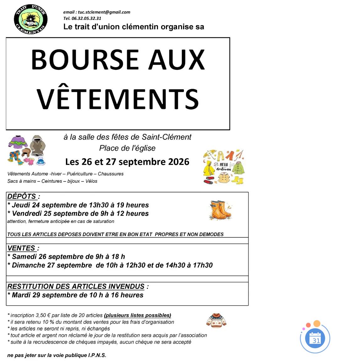 Image BOURSE AUX VETEMENTS AUTOMNE/HIVER (photo 1)