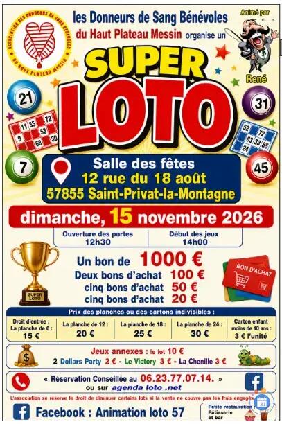 Image Loto des Donneurs de sang Bénévoles du Haut Plateau Messin (photo 1)