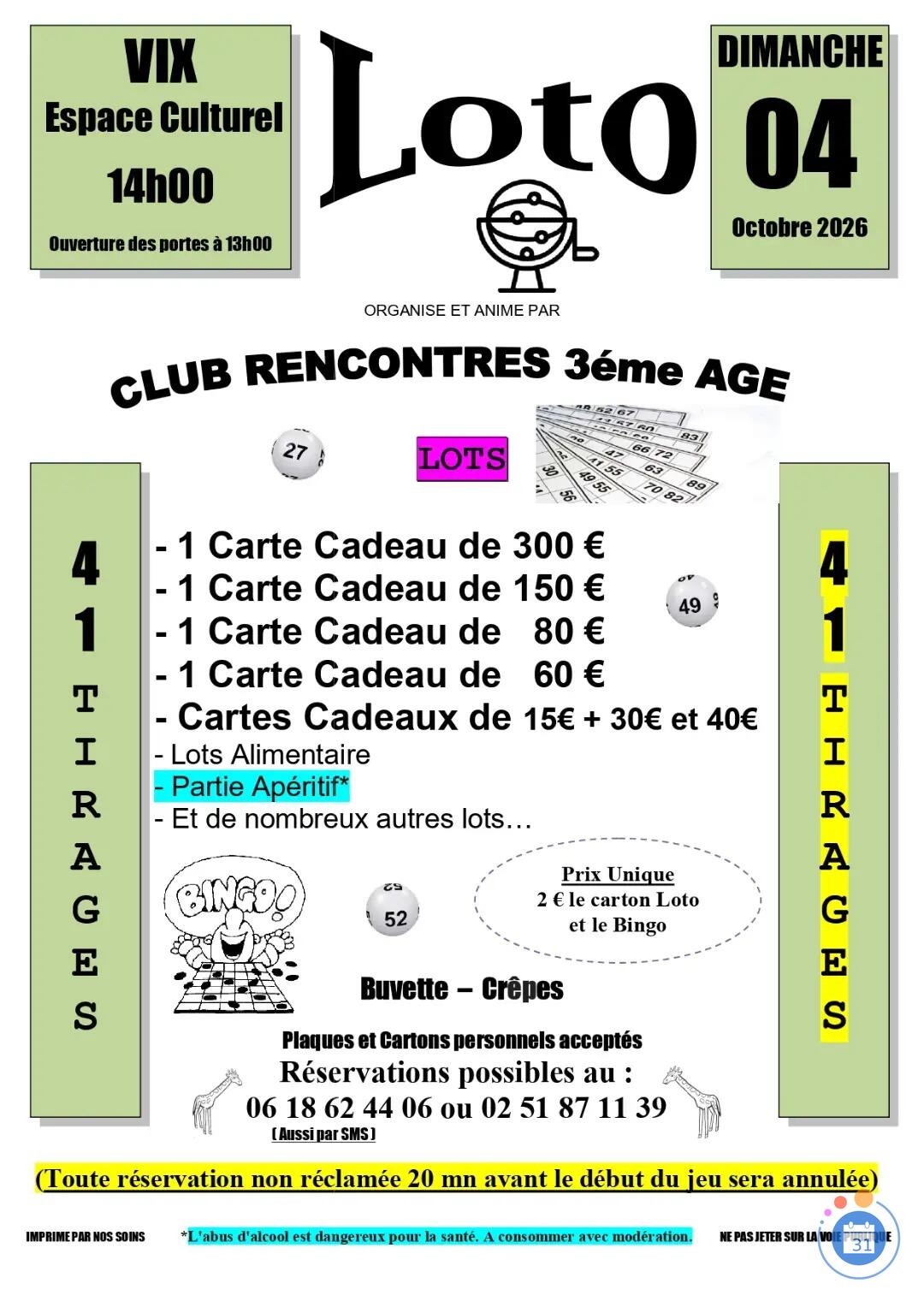 Image Loto du CLUB RENCONTRES 3éme AGE (photo 1)