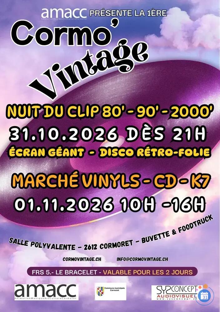 Image (31oct) Nuit du Clip / (1nov) Cormo Vintage Bourse Vinyl K7 CDs (photo 1)
