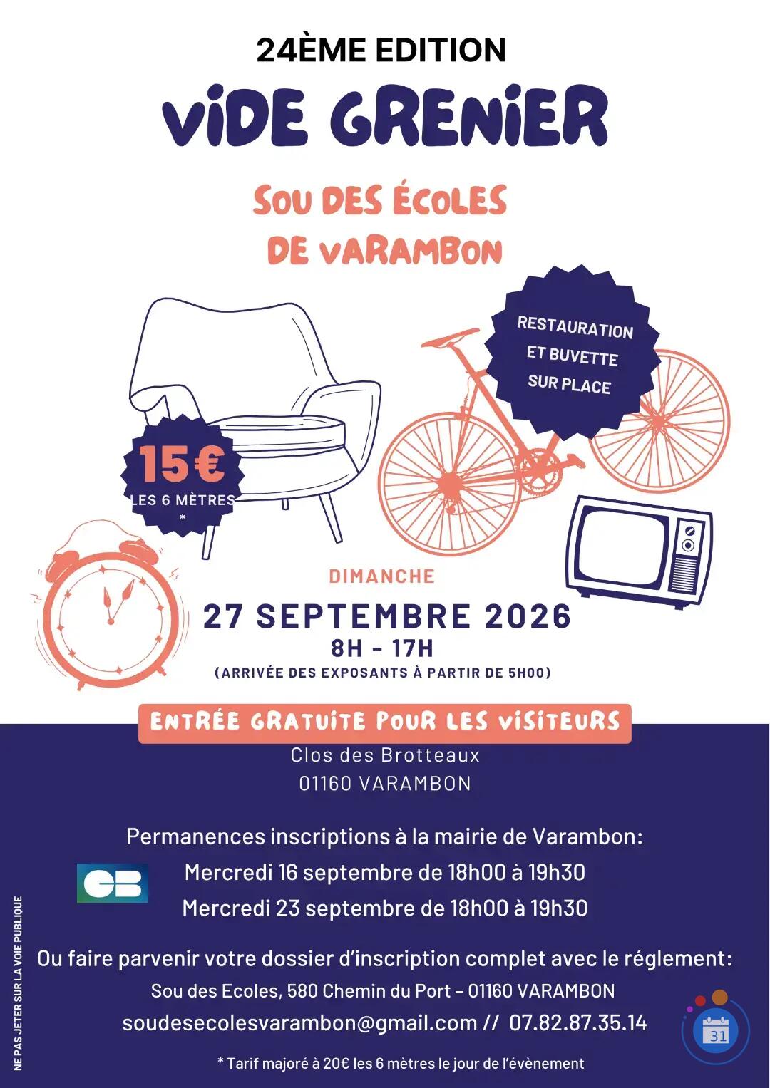 Image Vide Grenier de VARAMBON _ Sou des écoles_ 24ème édition (photo 1)