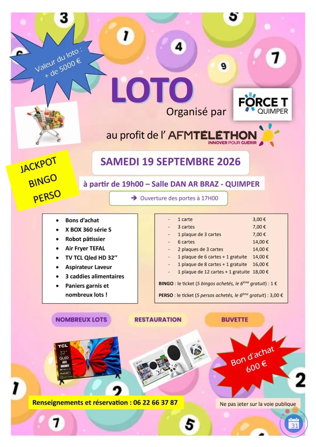 Image Loto Force T Quimper au profit de l’AFM TELETHON (photo 1)