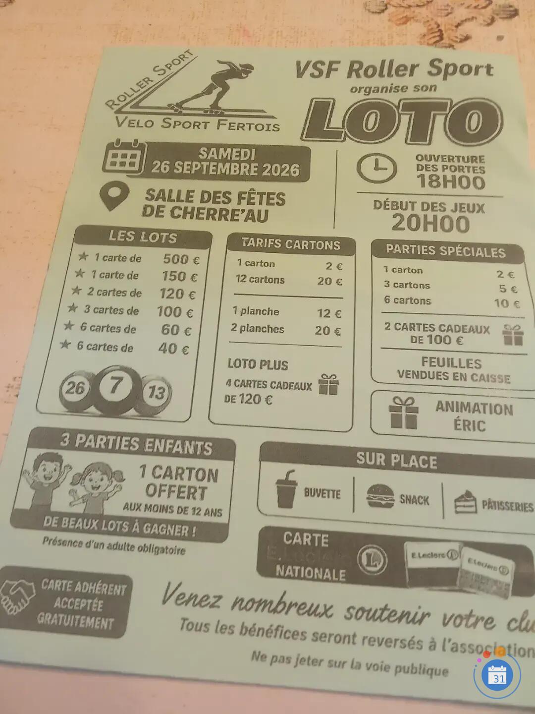 Image sUPER LOTO DU VSF ROLLER SPORT ANI Eric (photo 1)