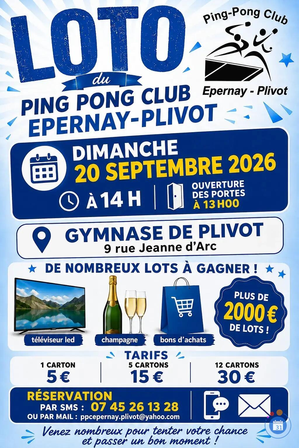 Image Loto du Ping Pong Club Epernay Plivot (photo 1)