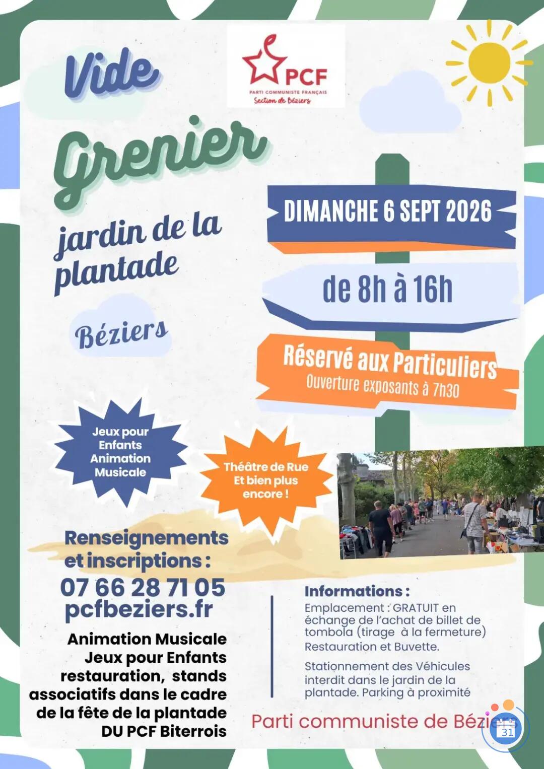 Image Vide-grenier de la plantade - Fête du parti communiste de Béziers (photo 1)