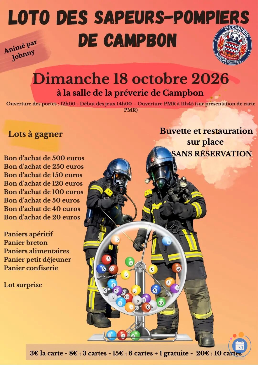 Image Loto de l'amicale des Sapeurs Pompiers de Campbon (photo 1)
