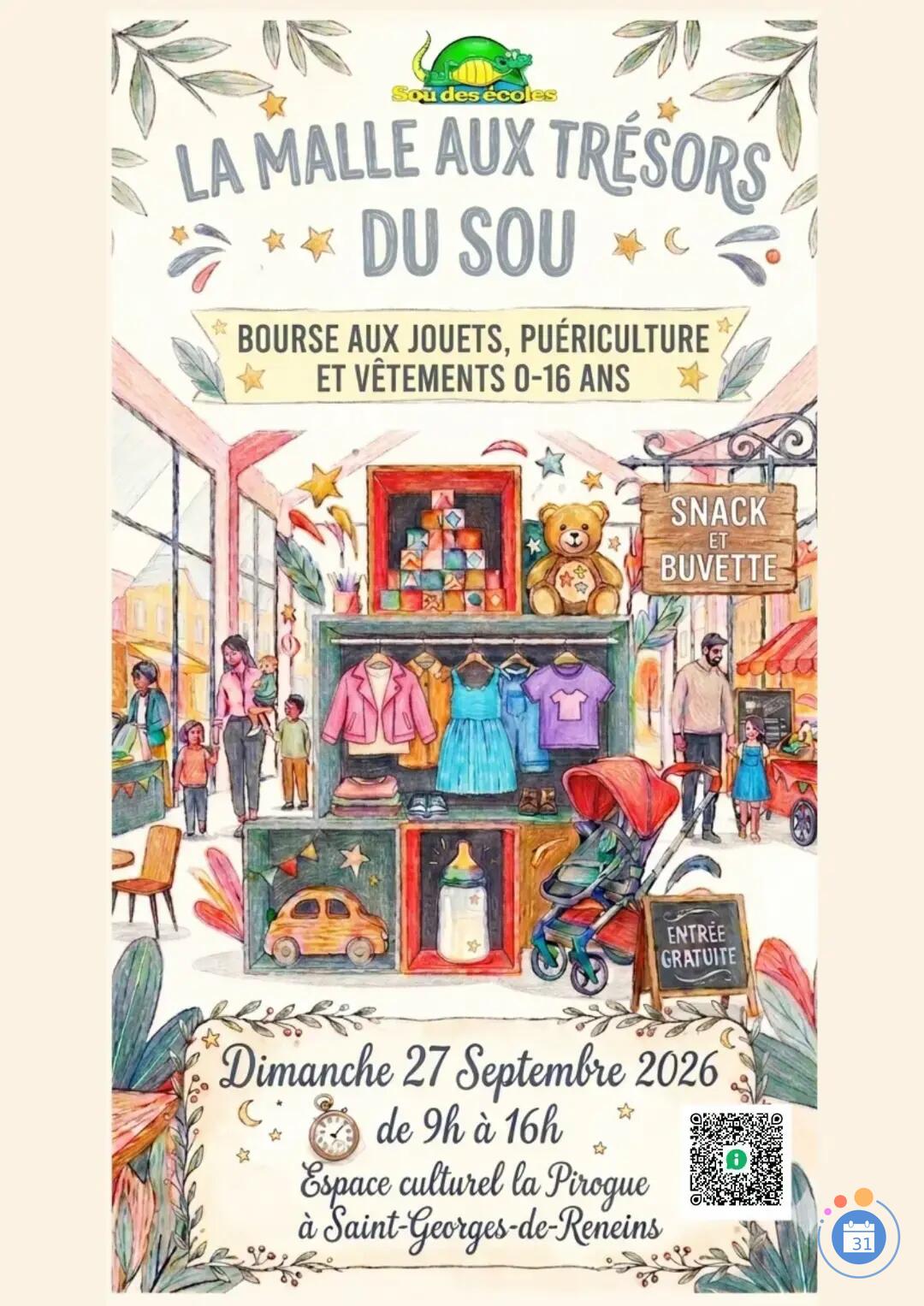 Image Bourse aux jouets, puériculture et vêtements 0-16ans - LA MALLE AU TRÉSOR DU SOU (photo 1)